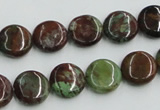 COP603 15.5 inches 12mm flat round green opal gemstone beads