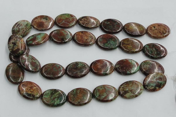 COP609 15.5 inches 22*30mm oval green opal gemstone beads wholesale