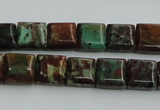 COP613 15.5 inches 10*10mm square double drilled green opal beads