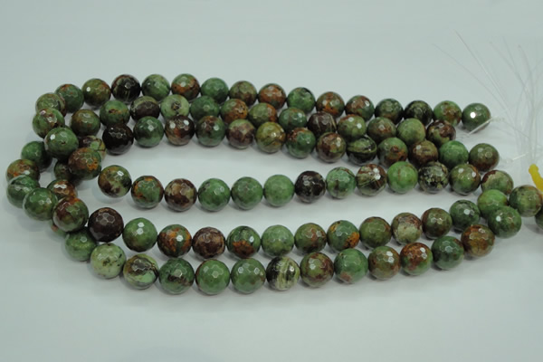 COP663 15.5 inches 10mm faceted round green opal gemstone beads