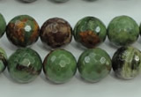 COP665 15.5 inches 14mm faceted round green opal gemstone beads