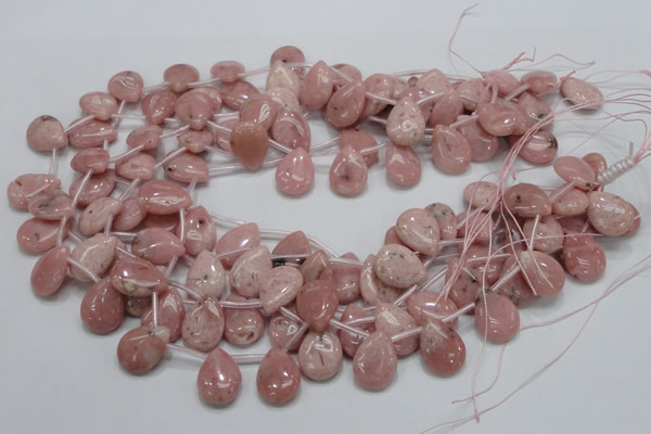 COP74 15.5 inches 13*18mm flat teardrop natural pink opal beads