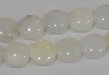 COP904 15.5 inches 12mm flat round natural white opal gemstone beads