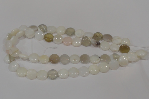 COP905 15.5 inches 14mm flat round natural white opal gemstone beads