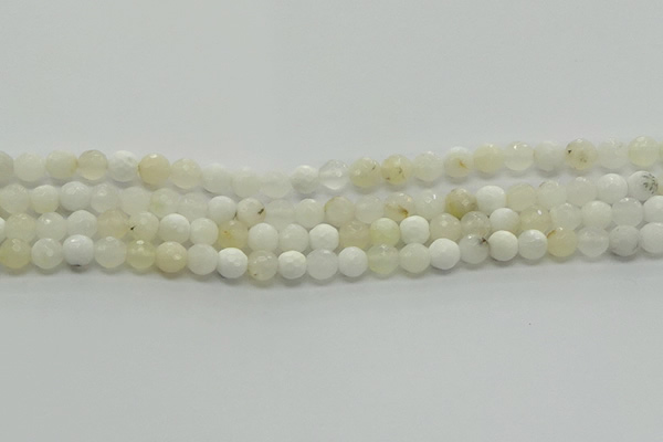 COP931 15.5 inches 6mm faceted round white opal gemstone beads