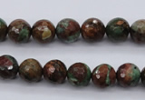 COP963 15.5 inches 10mm faceted round green opal gemstone beads