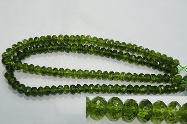 COQ101 15.5 inches 6*10mm faceted rondelle dyed olive quartz beads