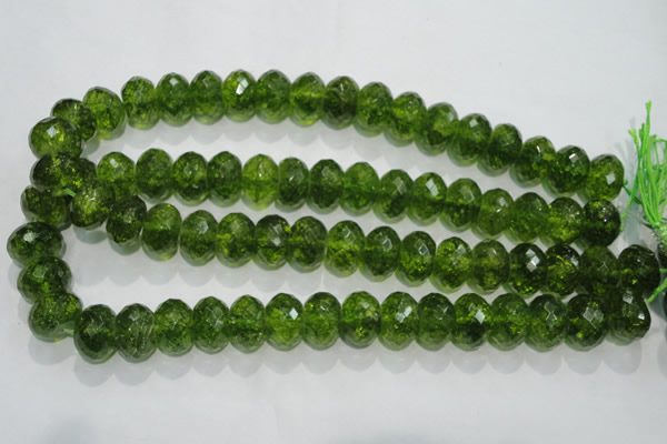 COQ103 15.5 inches 12*16mm faceted rondelle dyed olive quartz beads