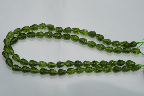 COQ108 15.5 inches 8*12mm faceted teardrop dyed olive quartz beads