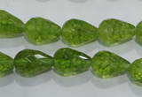 COQ109 15.5 inches 10*14mm faceted teardrop dyed olive quartz beads