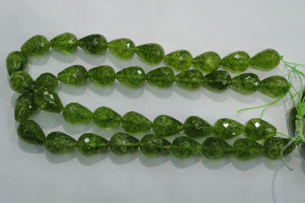 COQ112 15.5 inches 15*20mm faceted teardrop dyed olive quartz beads