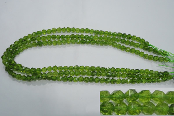 COQ115 15.5 inches 6mm faceted nuggets dyed olive quartz beads