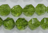 COQ118 15.5 inches 12mm faceted nuggets dyed olive quartz beads