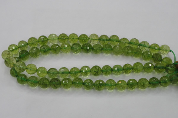 COQ12 16 inches 8mm faceted round dyed olive quartz beads wholesale