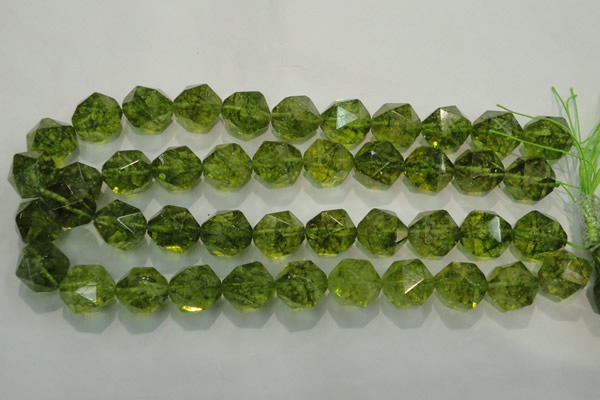 COQ120 15.5 inches 16mm faceted nuggets dyed olive quartz beads