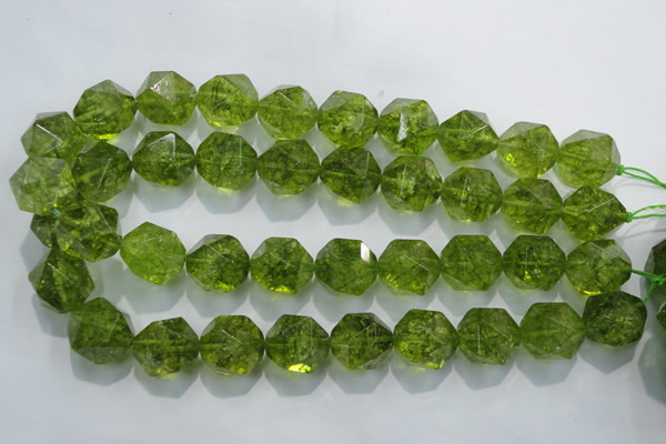 COQ121 15.5 inches 18mm faceted nuggets dyed olive quartz beads