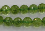 COQ18 16 inches 18mm faceted round dyed olive quartz beads wholesale