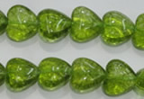 COQ30 15.5 inches 14*14mm heart dyed olive quartz beads wholesale