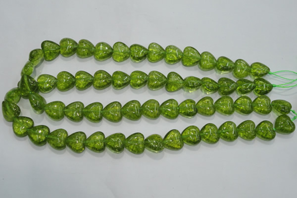 COQ30 15.5 inches 14*14mm heart dyed olive quartz beads wholesale