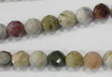 COS152 15.5 inches 8mm faceted round ocean stone beads wholesale