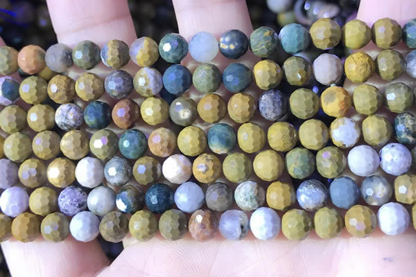 COS310 15.5 inches 6mm faceted round ocean jasper beads