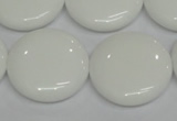 CPB100 15.5 inches 25mm flat round white porcelain beads wholesale