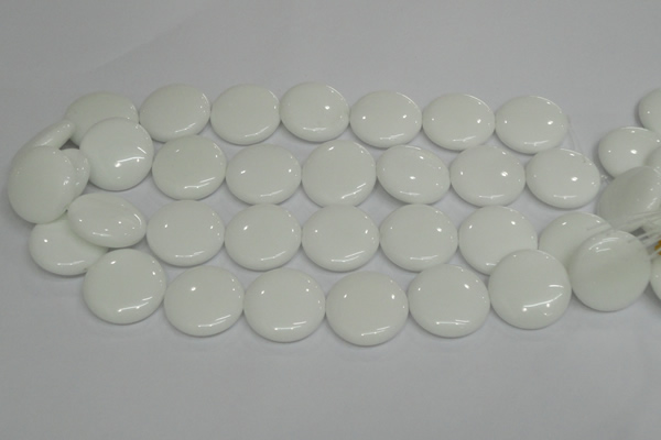 CPB100 15.5 inches 25mm flat round white porcelain beads wholesale