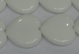 CPB107 15.5 inches 25*25mm heart white porcelain beads wholesale