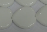 CPB108 15.5 inches 30*30mm heart white porcelain beads wholesale