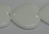 CPB109 15.5 inches 35*35mm heart white porcelain beads wholesale