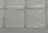 CPB116 15.5 inches 25*25mm square white porcelain beads wholesale