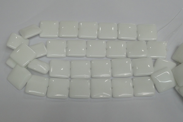 CPB116 15.5 inches 25*25mm square white porcelain beads wholesale