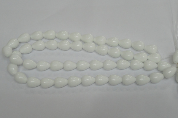 CPB22 15.5 inches 10*14mm teardrop white porcelain beads wholesale