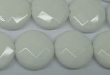 CPB304 15 inches 18mm faceted coin white porcelain beads