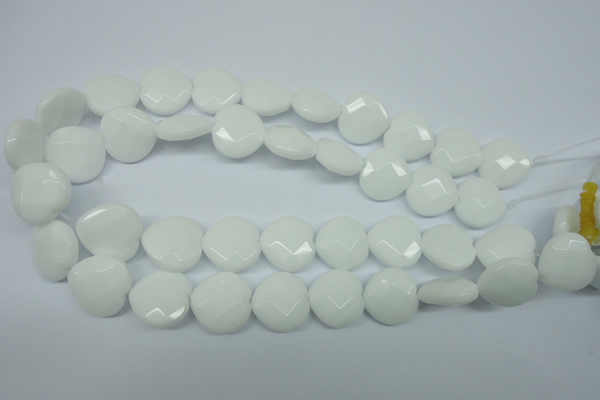 CPB312 15 inches 16*16mm faceted heart white porcelain beads