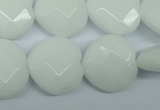 CPB313 15 inches 18*18mm faceted heart white porcelain beads