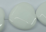 CPB316 15 inches 30*30mm faceted heart white porcelain beads