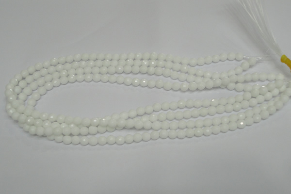 CPB32 15.5 inches 6mm faceted round white porcelain beads wholesale