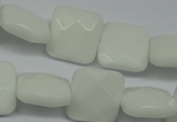 CPB322 15 inches 16*16mm faceted square white porcelain beads