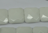 CPB323 15 inches 18*18mm faceted square white porcelain beads