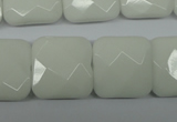 CPB324 15 inches 20*20mm faceted square white porcelain beads