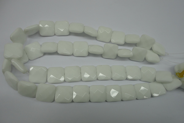 CPB324 15 inches 20*20mm faceted square white porcelain beads