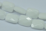 CPB328 15 inches 10*14mm faceted rectangle white porcelain beads