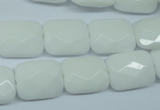 CPB329 15 inches 12*16mm faceted rectangle white porcelain beads