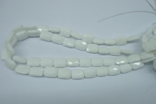 CPB329 15 inches 12*16mm faceted rectangle white porcelain beads