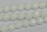 CPB33 15.5 inches 8mm faceted round white porcelain beads wholesale