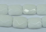 CPB330 15 inches 13*18mm faceted rectangle white porcelain beads