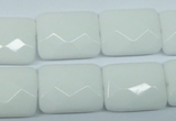 CPB331 15 inches 15*20mm faceted rectangle white porcelain beads