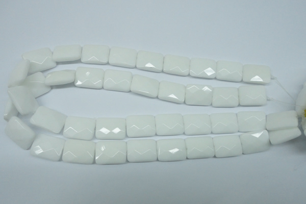 CPB331 15 inches 15*20mm faceted rectangle white porcelain beads