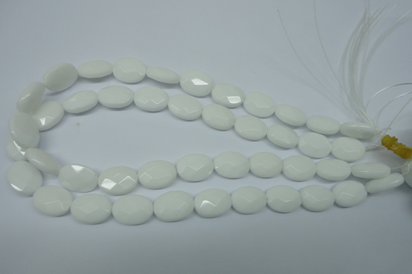 CPB336 15 inches 10*14mm faceted oval white porcelain beads